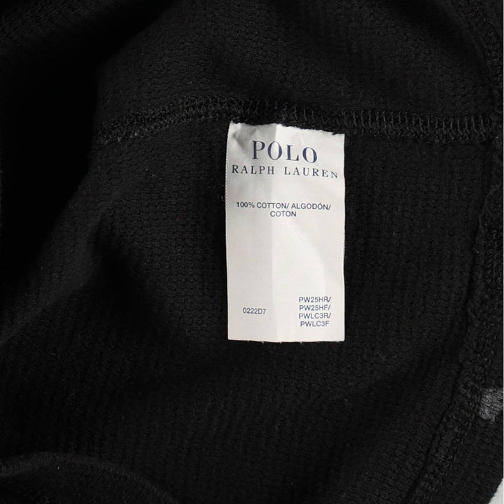 Ralph Lauren POLO RALPH LAUREN SLEEPWEAR All-over print thermal long-sleeve T-shirt, waffle knit, women's size S equivalent. cotton black type Vintage Second Hand
