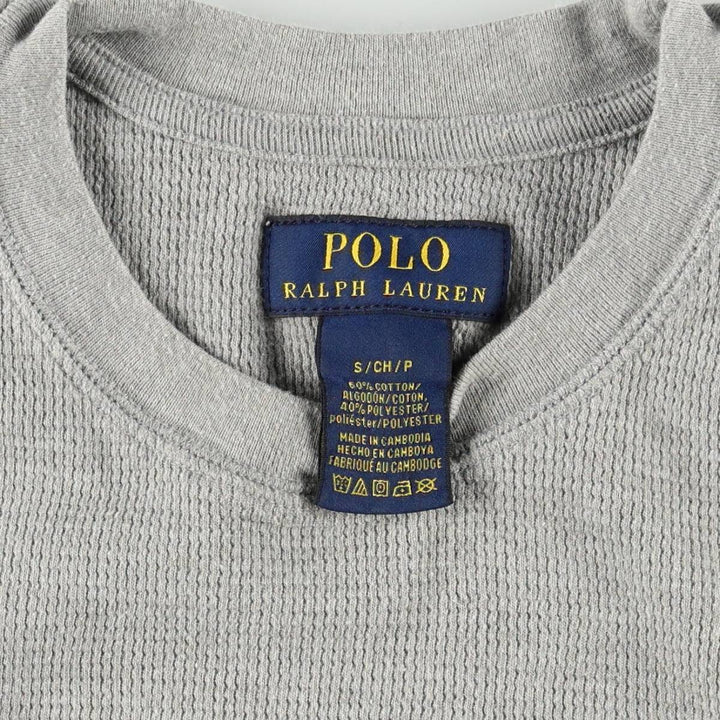 Ralph Lauren POLO RALPH LAUREN Thermal T-shirt, Waffle, Women's Size Small cotton gray type Vintage Second Hand