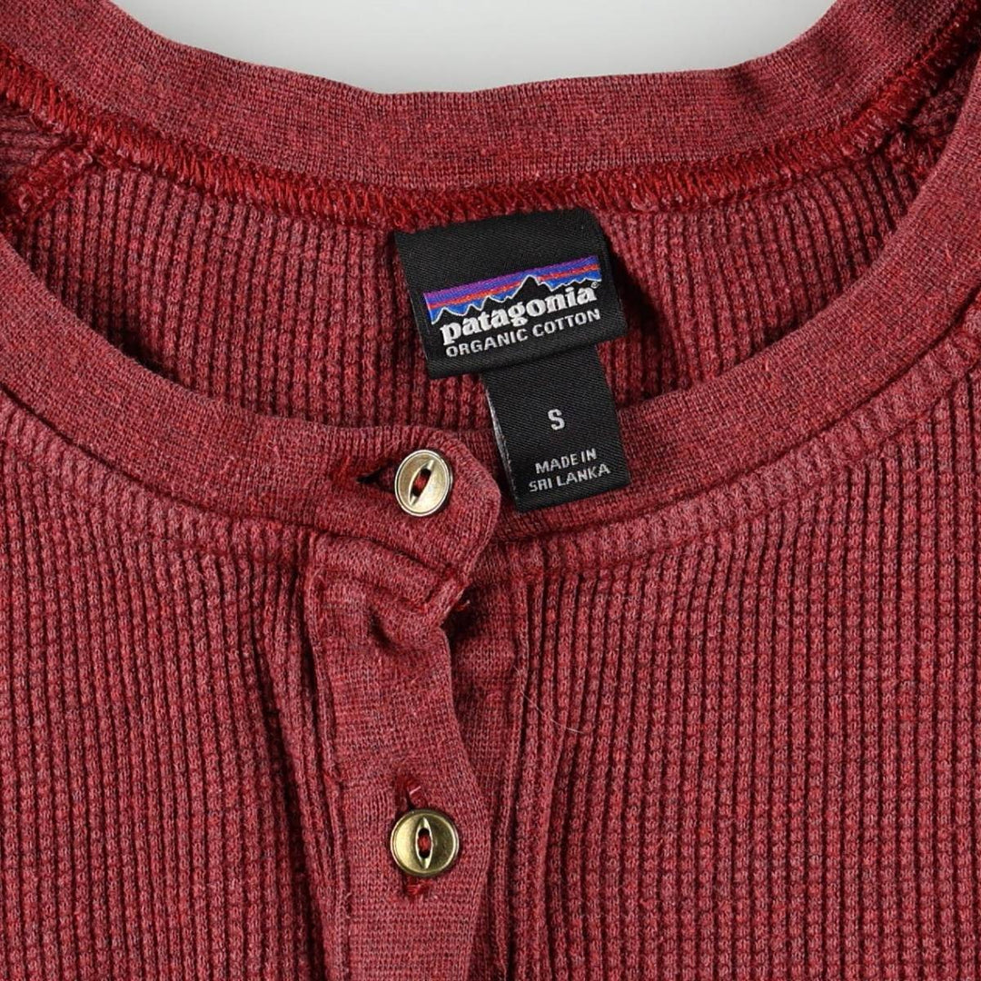 Patagonia ORGANIC COTTON 54315FA17 Henley Neck Thermal Long-Sleeve T-Shirt (Waffle Pattern, Women's Size S) cotton wine-red Vintage Second Hand