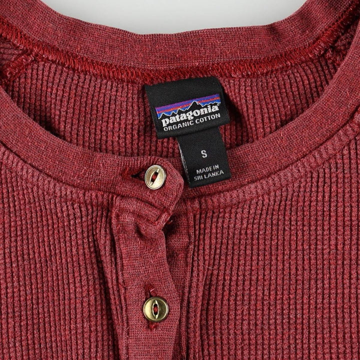 Patagonia ORGANIC COTTON 54315FA17 Henley Neck Thermal Long-Sleeve T-Shirt (Waffle Pattern, Women's Size S) cotton wine-red Vintage Second Hand