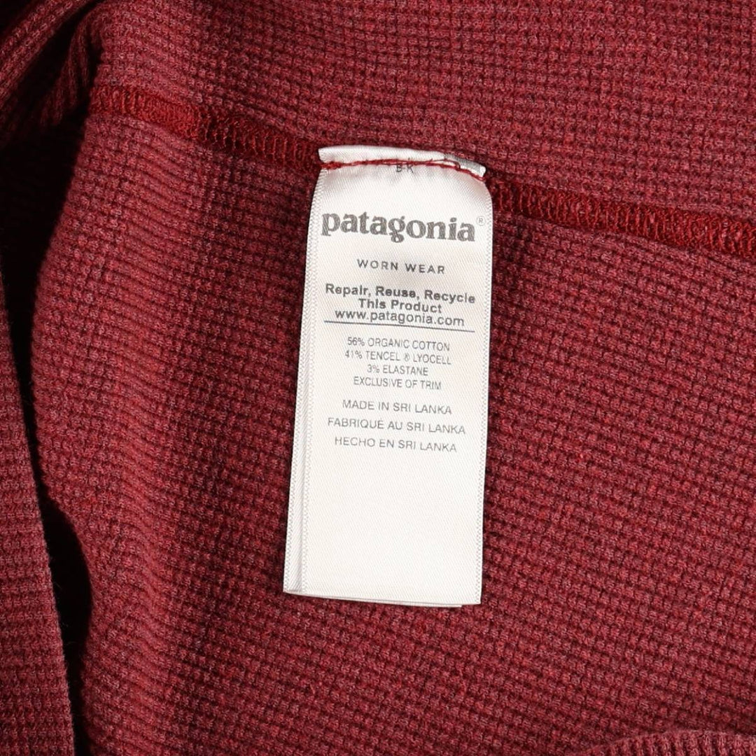 Patagonia ORGANIC COTTON 54315FA17 Henley Neck Thermal Long-Sleeve T-Shirt (Waffle Pattern, Women's Size S) cotton wine-red Vintage Second Hand