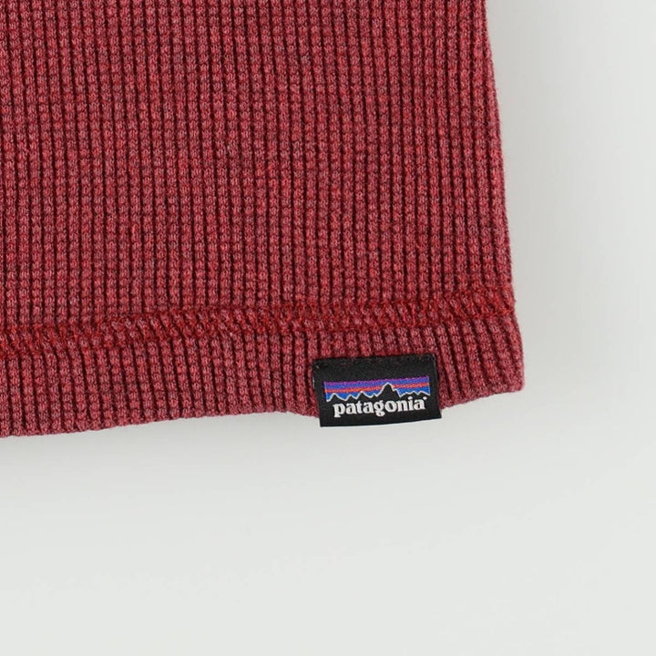 Patagonia ORGANIC COTTON 54315FA17 Henley Neck Thermal Long-Sleeve T-Shirt (Waffle Pattern, Women's Size S) cotton wine-red Vintage Second Hand