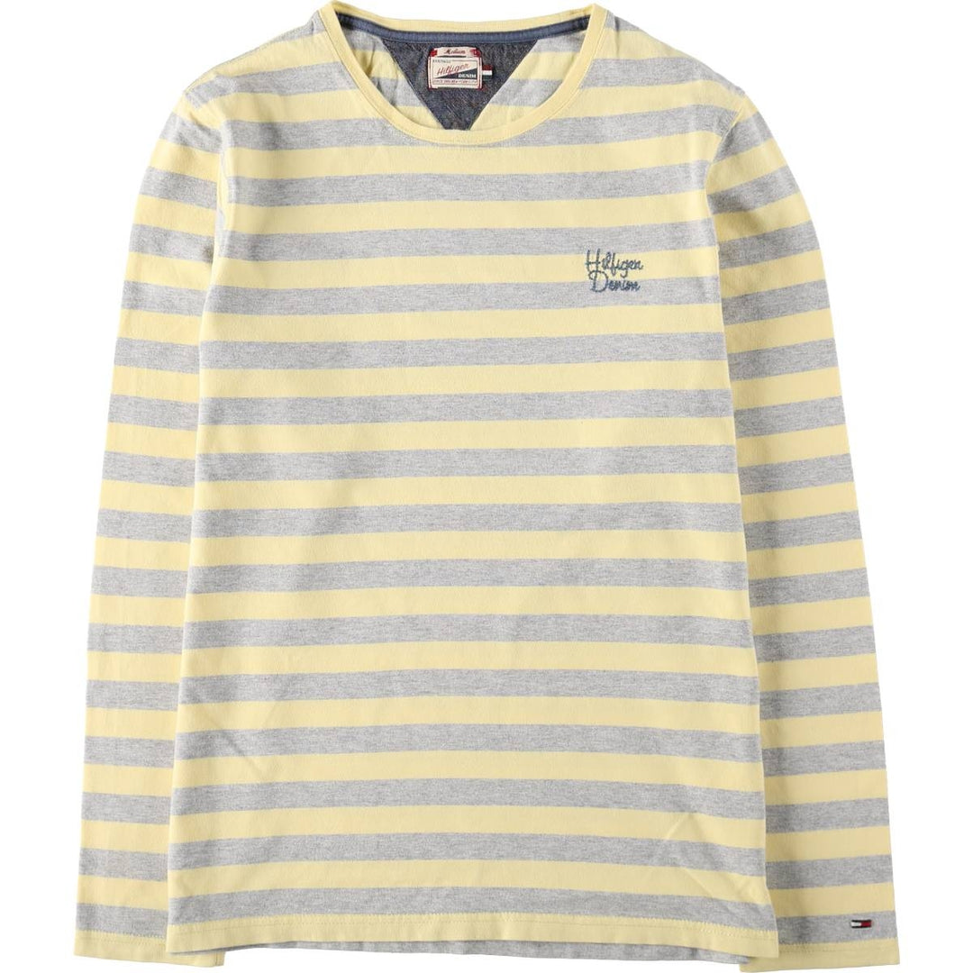 Tommy Hilfiger DENIM Striped Long-Sleeve T-Shirt (Women's Size M) unclear lemon yellow Vintage Second Hand