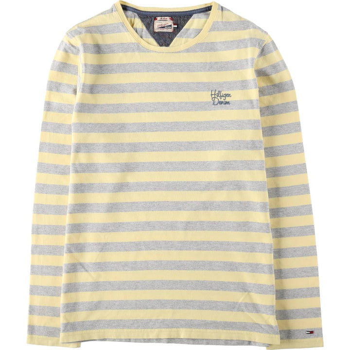 Tommy Hilfiger DENIM Striped Long-Sleeve T-Shirt (Women's Size M) unclear lemon yellow Vintage Second Hand