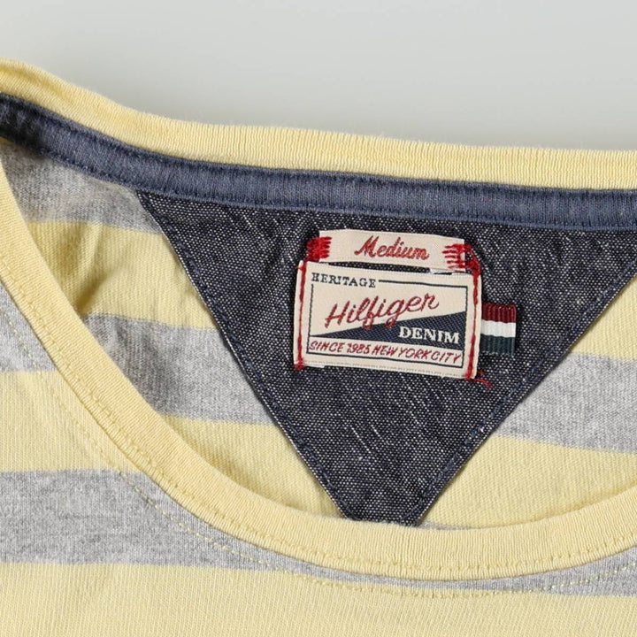 Tommy Hilfiger DENIM Striped Long-Sleeve T-Shirt (Women's Size M) unclear lemon yellow Vintage Second Hand