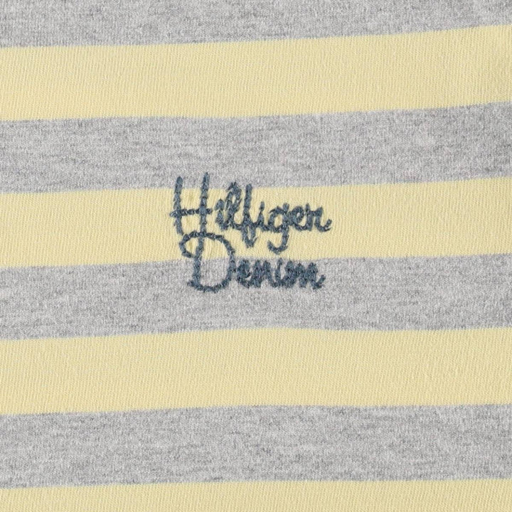 Tommy Hilfiger DENIM Striped Long-Sleeve T-Shirt (Women's Size M) unclear lemon yellow Vintage Second Hand