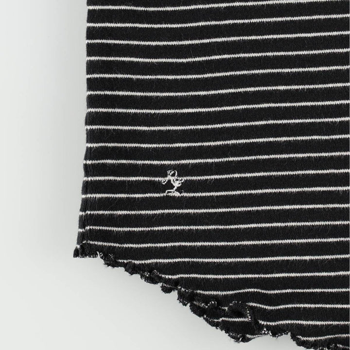 Ralph Lauren striped V-neck long-sleeved T-shirt (women's size XL equivalent) cotton black type Vintage Second Hand