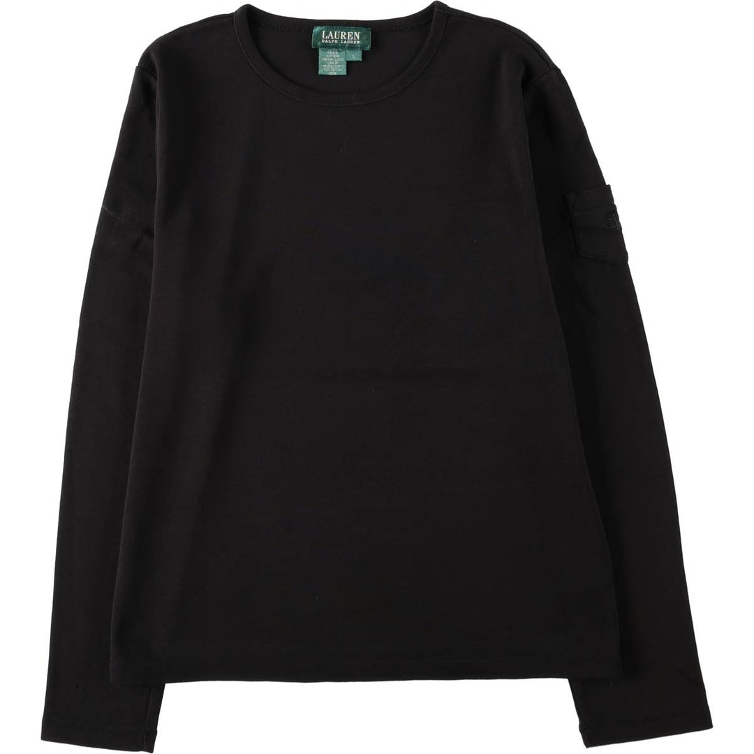 Ralph Lauren LAUREN Long-Sleeve T-Shirt (Women's Size L) cotton black type Vintage Second Hand