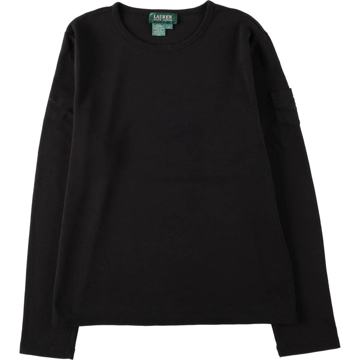 Ralph Lauren LAUREN Long-Sleeve T-Shirt (Women's Size L) cotton black type Vintage Second Hand