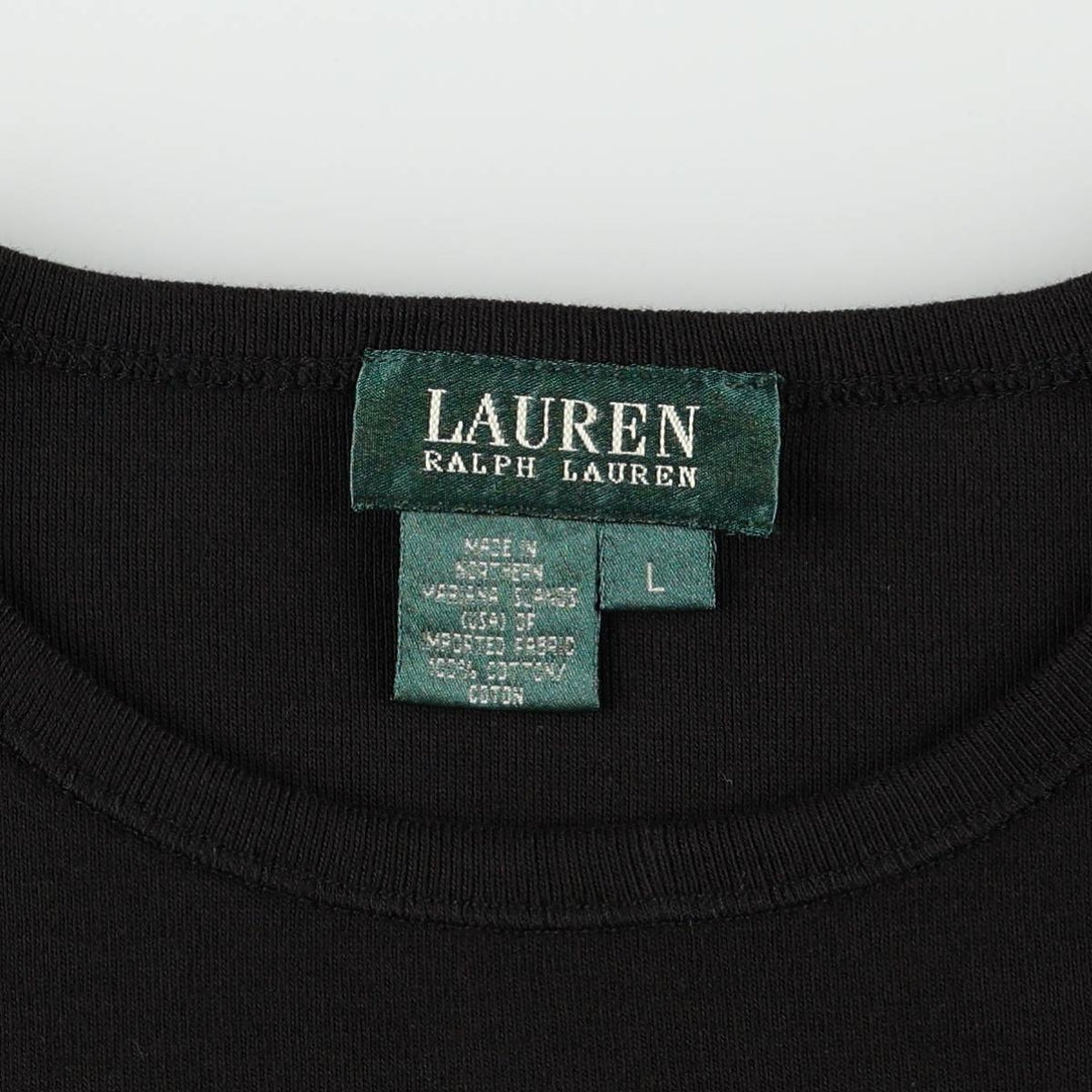 Ralph Lauren LAUREN Long-Sleeve T-Shirt (Women's Size L) cotton black type Vintage Second Hand