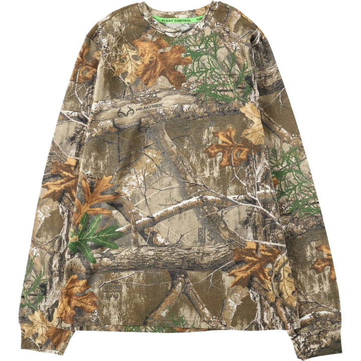 REALTREE Camouflage Pattern Long-Sleeve T-Shirt (Women's Size M) cotton Khaki type brown Vintage Second Hand