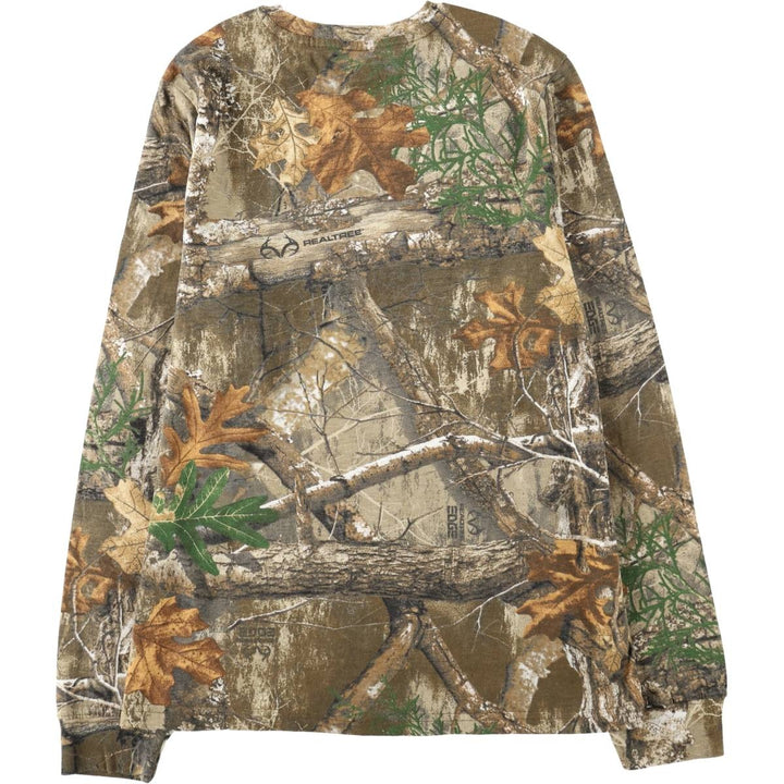 REALTREE Camouflage Pattern Long-Sleeve T-Shirt (Women's Size M) cotton Khaki type brown Vintage Second Hand
