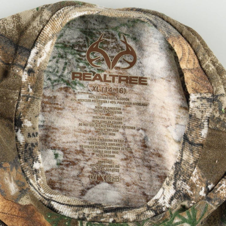 REALTREE Camouflage Pattern Long-Sleeve T-Shirt (Women's Size M) cotton Khaki type brown Vintage Second Hand