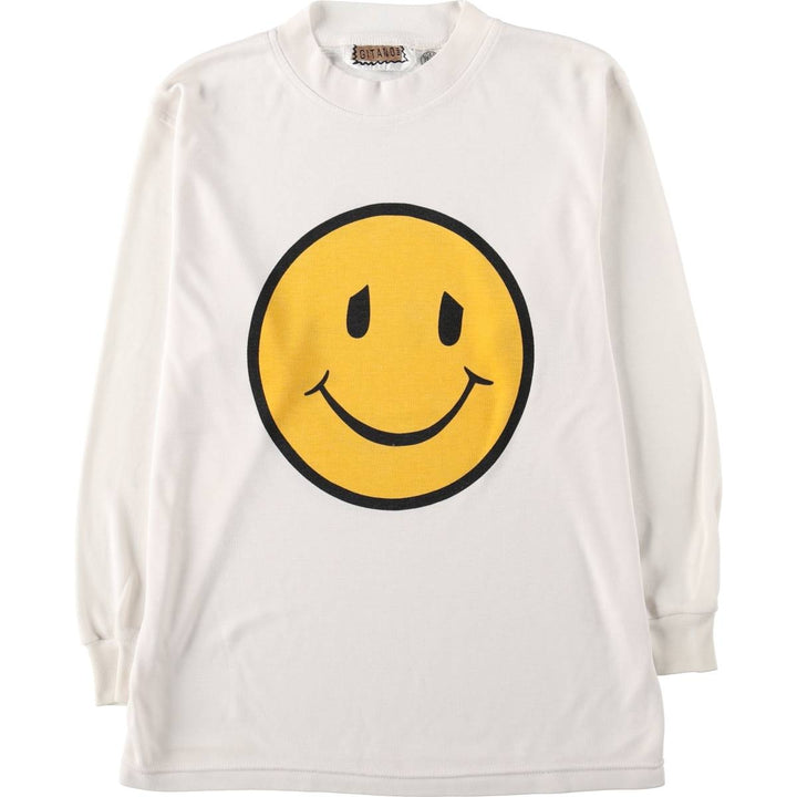 GITANO Smile Long T-Shirt (Women's Size M) polyester white type Vintage Second Hand