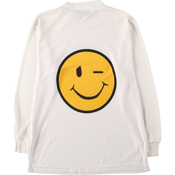 GITANO Smile Long T-Shirt (Women's Size M) polyester white type Vintage Second Hand