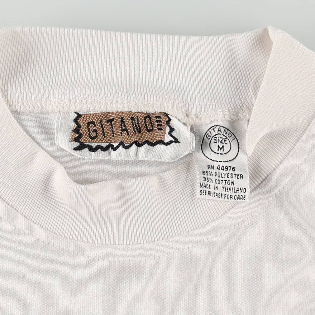 GITANO Smile Long T-Shirt (Women's Size M) polyester white type Vintage Second Hand