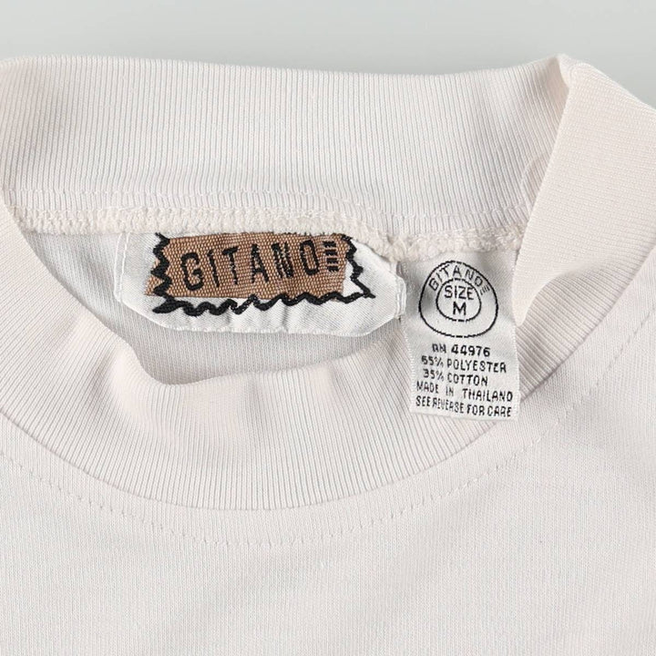 GITANO Smile Long T-Shirt (Women's Size M) polyester white type Vintage Second Hand