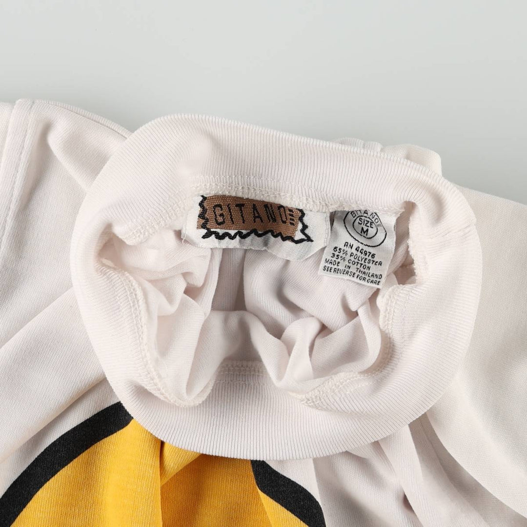 GITANO Smile Long T-Shirt (Women's Size M) polyester white type Vintage Second Hand