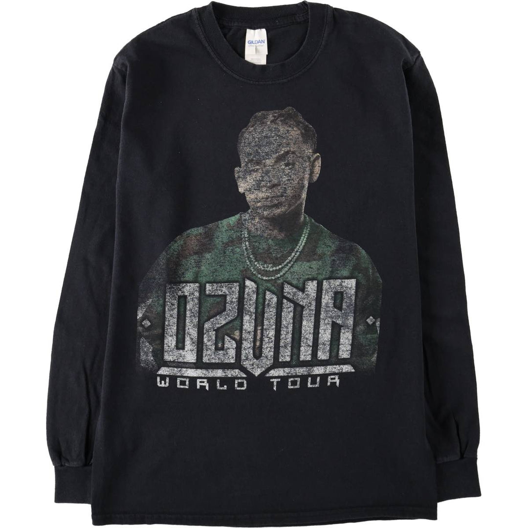 Gildan Ozuna Long-Sleeve Wrap T-Shirt (Men's Size S) cotton black type Vintage Second Hand