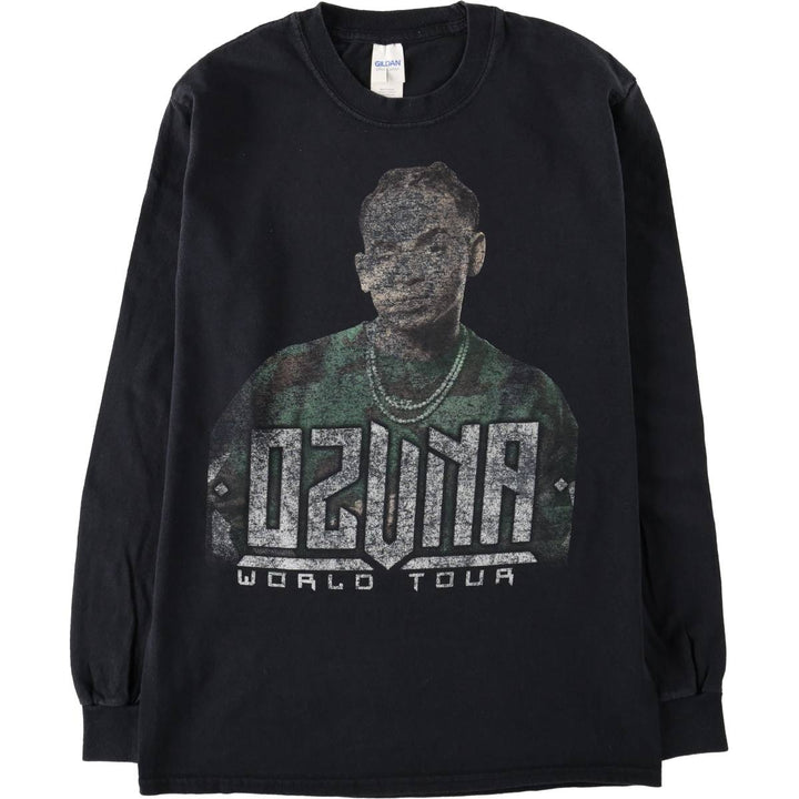 Gildan Ozuna Long-Sleeve Wrap T-Shirt (Men's Size S) cotton black type Vintage Second Hand