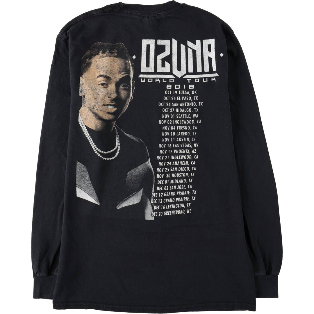 Gildan Ozuna Long-Sleeve Wrap T-Shirt (Men's Size S) cotton black type Vintage Second Hand