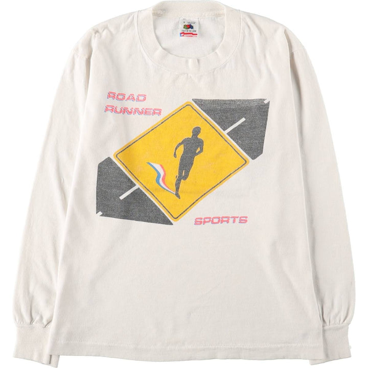 90'S Fruit of the Loom Long-Sleeve T-Shirt, Made in USA, Women's Size S (Equivalent), Vintage cotton white type Vintage Second Hand