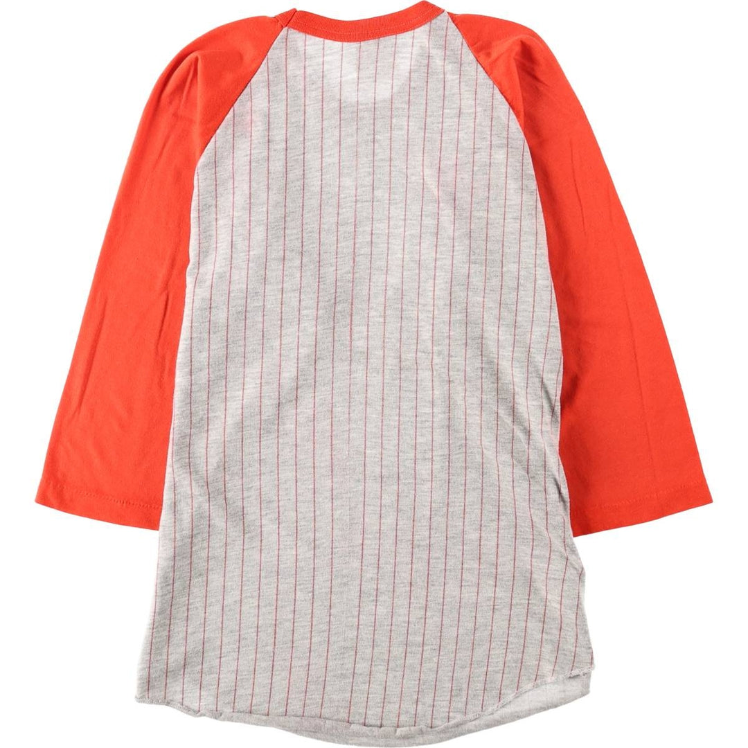Quality Goods JMD Corp Stripe Pattern 3/4 Sleeve Raglan T-Shirt, Made in Canada, Women's Size M (Equivalent), Vintage cotton red type Vintage Second Hand
