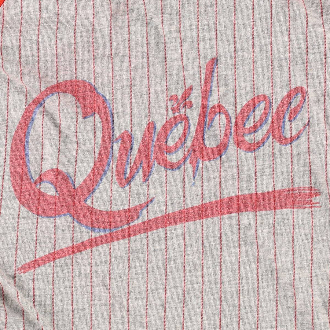 Quality Goods JMD Corp Stripe Pattern 3/4 Sleeve Raglan T-Shirt, Made in Canada, Women's Size M (Equivalent), Vintage cotton red type Vintage Second Hand