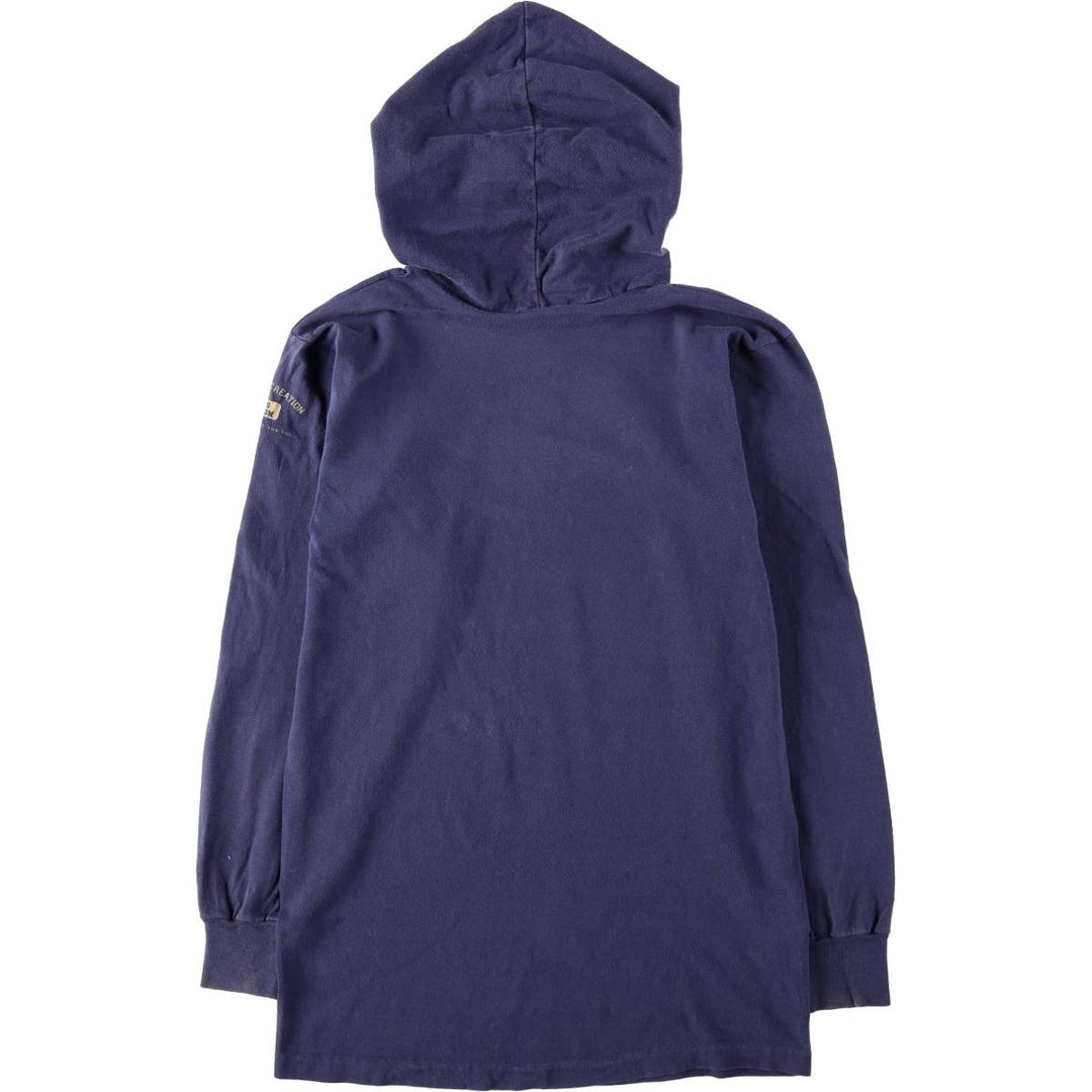 80'S Sportswear Hooded Long-Sleeve T-Shirt, Made in USA, Men's Size S (Equivalent), Vintage cotton navy blue type Vintage Second Hand
