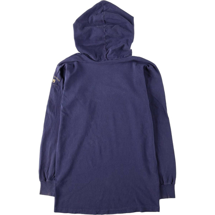 80'S Sportswear Hooded Long-Sleeve T-Shirt, Made in USA, Men's Size S (Equivalent), Vintage cotton navy blue type Vintage Second Hand