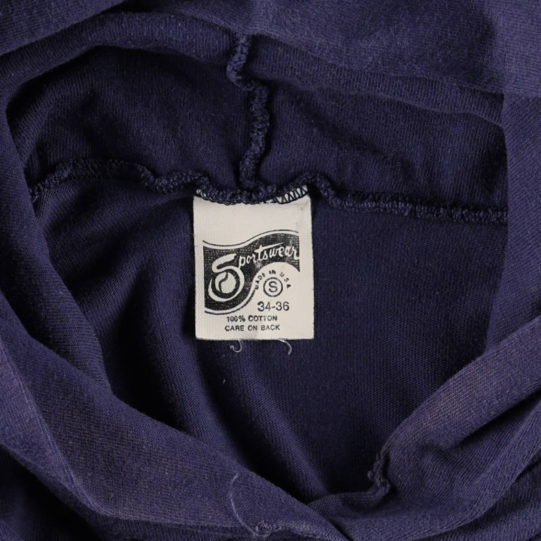 80'S Sportswear Hooded Long-Sleeve T-Shirt, Made in USA, Men's Size S (Equivalent), Vintage cotton navy blue type Vintage Second Hand