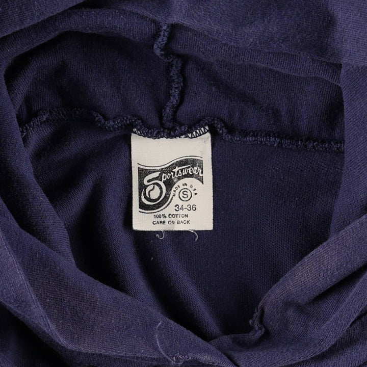 80'S Sportswear Hooded Long-Sleeve T-Shirt, Made in USA, Men's Size S (Equivalent), Vintage cotton navy blue type Vintage Second Hand