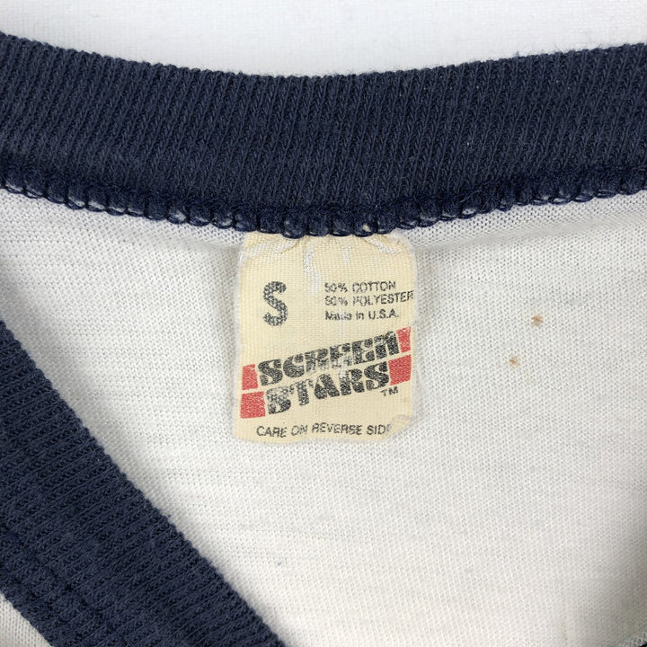 80'S Screen Stars Detroit Tigers 3/4 Sleeve Raglan T-Shirt, Made in USA, Women's Size S (Equivalent), Vintage cotton white type Vintage Second Hand