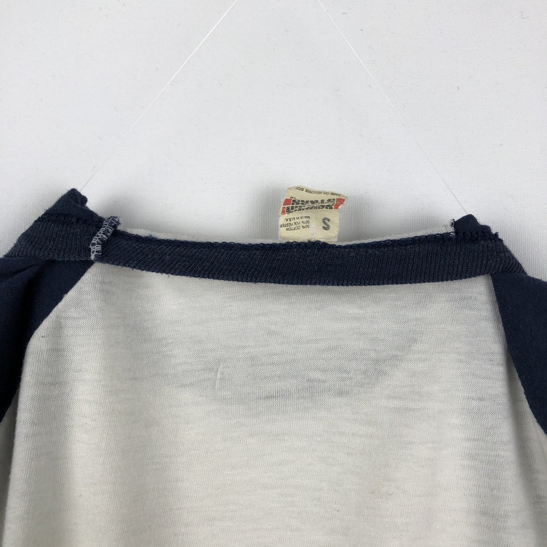 80'S Screen Stars Detroit Tigers 3/4 Sleeve Raglan T-Shirt, Made in USA, Women's Size S (Equivalent), Vintage cotton white type Vintage Second Hand