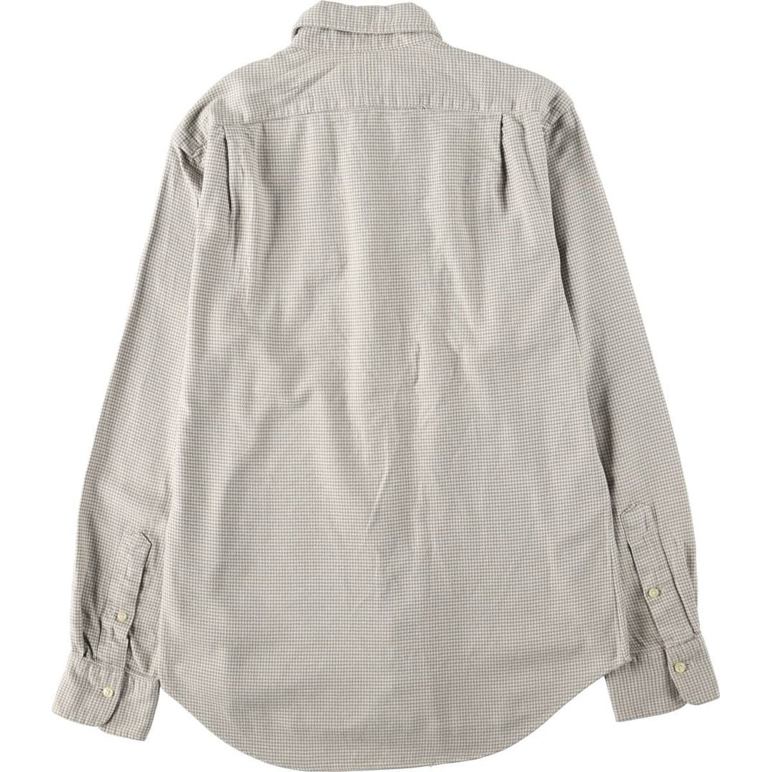Ralph Lauren POLO RALPH LAUREN Houndstooth Pattern Long-Sleeve Cotton Check Shirt, Women's Size M (approx.) cotton Beige type Vintage Second Hand