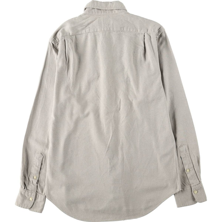 Ralph Lauren POLO RALPH LAUREN Houndstooth Pattern Long-Sleeve Cotton Check Shirt, Women's Size M (approx.) cotton Beige type Vintage Second Hand