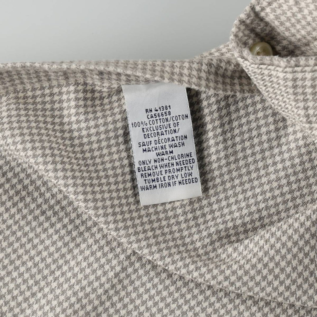 Ralph Lauren POLO RALPH LAUREN Houndstooth Pattern Long-Sleeve Cotton Check Shirt, Women's Size M (approx.) cotton Beige type Vintage Second Hand