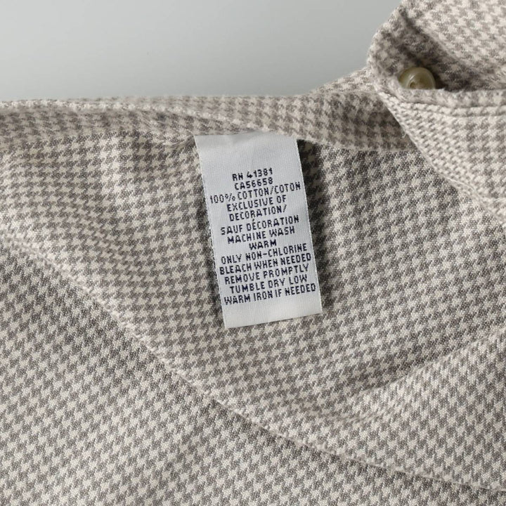 Ralph Lauren POLO RALPH LAUREN Houndstooth Pattern Long-Sleeve Cotton Check Shirt, Women's Size M (approx.) cotton Beige type Vintage Second Hand