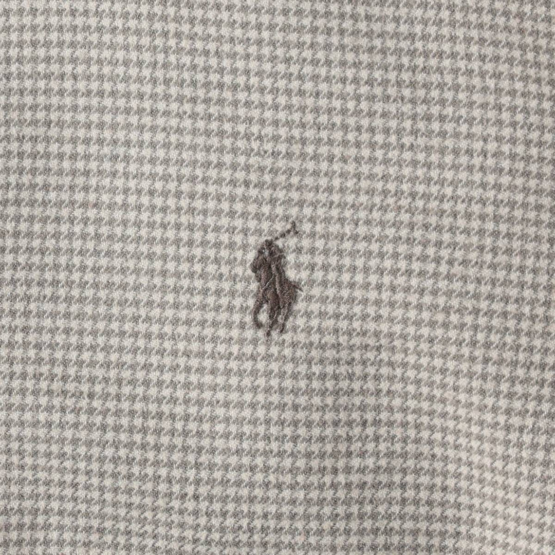 Ralph Lauren POLO RALPH LAUREN Houndstooth Pattern Long-Sleeve Cotton Check Shirt, Women's Size M (approx.) cotton Beige type Vintage Second Hand