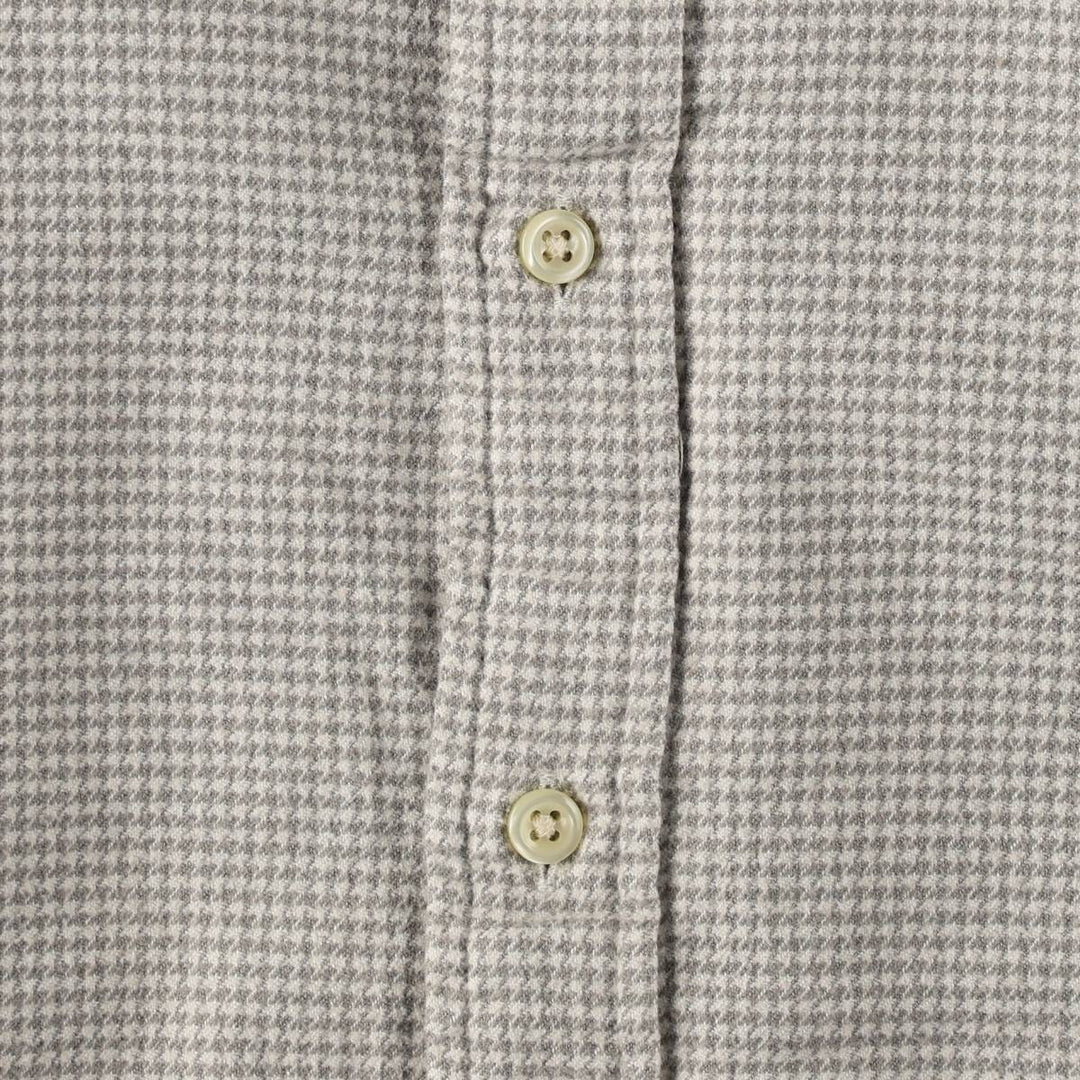 Ralph Lauren POLO RALPH LAUREN Houndstooth Pattern Long-Sleeve Cotton Check Shirt, Women's Size M (approx.) cotton Beige type Vintage Second Hand