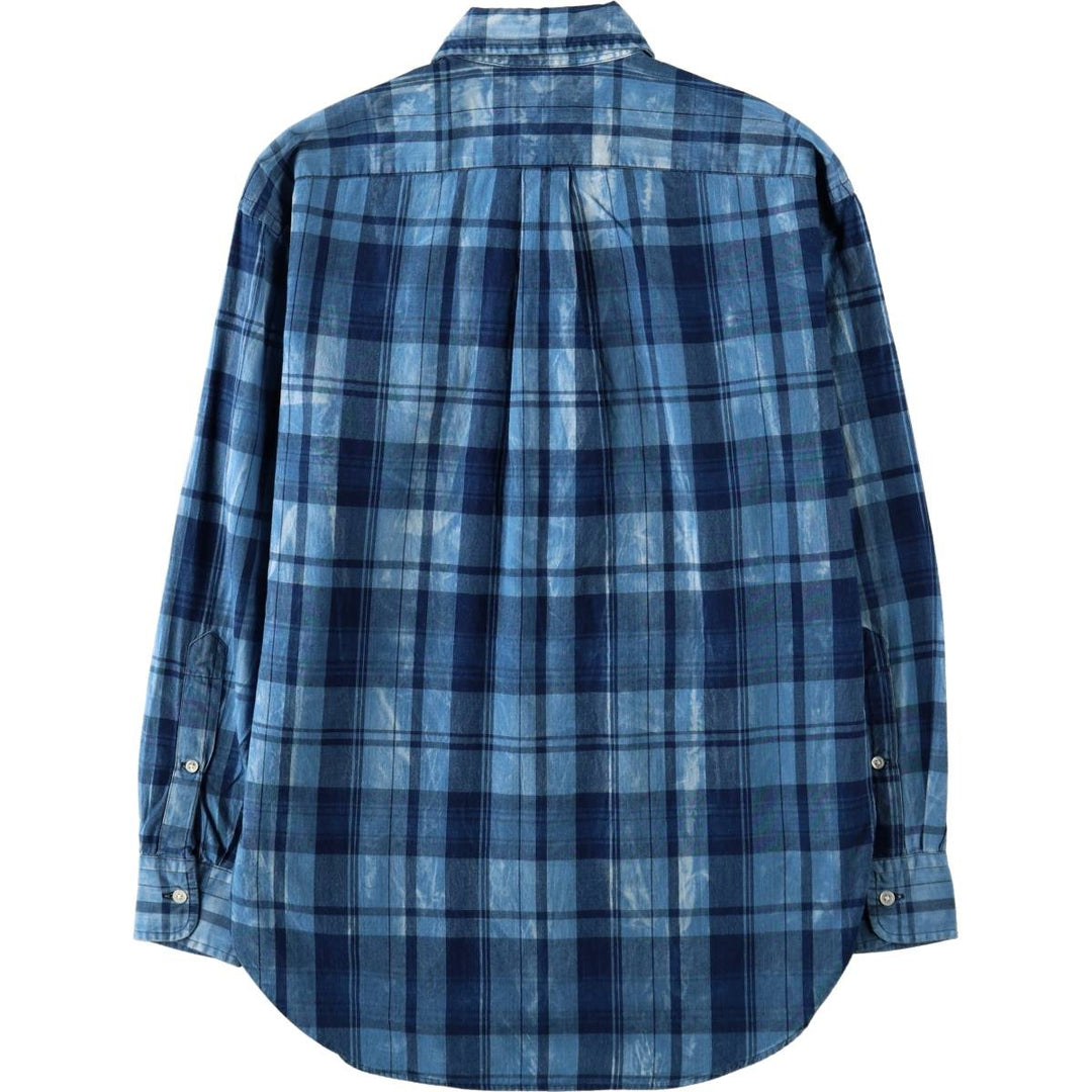 Ralph Lauren POLO RALPH LAUREN BOY FRIEND FIT Long-Sleeve Cotton Check Shirt, Women's Size S (approx.) cotton blue type Vintage Second Hand