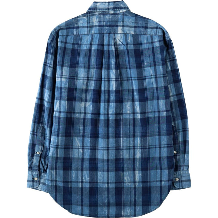 Ralph Lauren POLO RALPH LAUREN BOY FRIEND FIT Long-Sleeve Cotton Check Shirt, Women's Size S (approx.) cotton blue type Vintage Second Hand