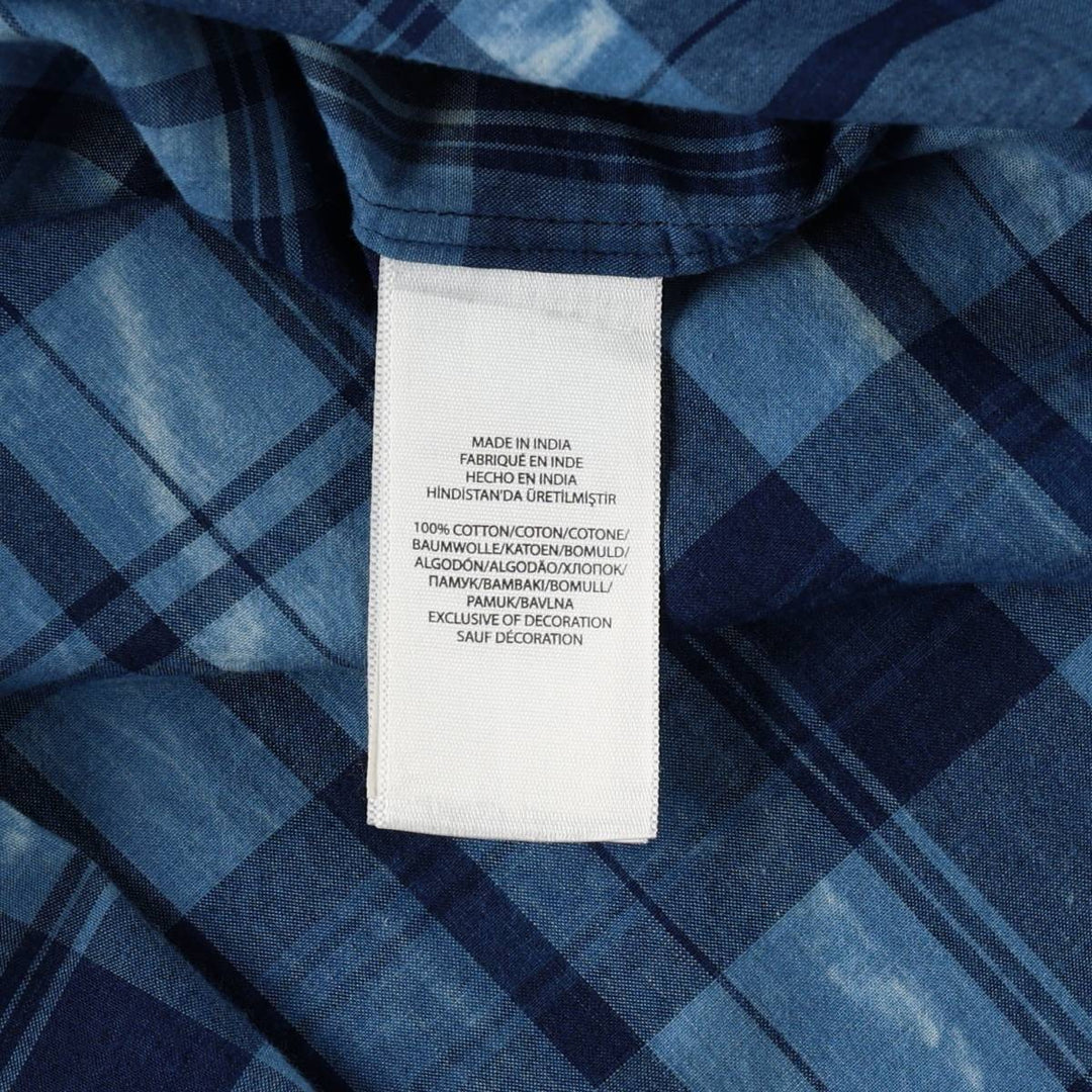 Ralph Lauren POLO RALPH LAUREN BOY FRIEND FIT Long-Sleeve Cotton Check Shirt, Women's Size S (approx.) cotton blue type Vintage Second Hand