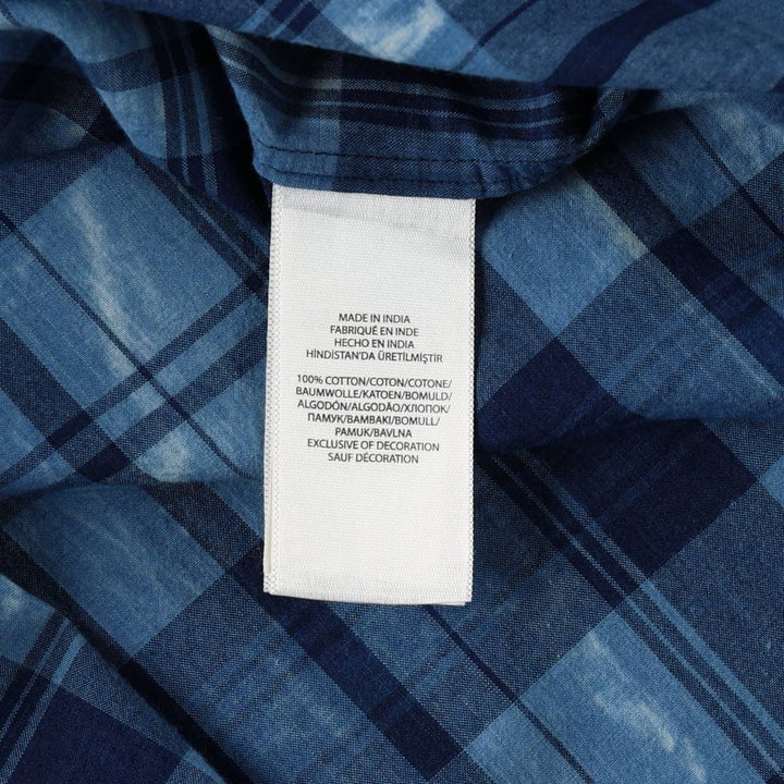 Ralph Lauren POLO RALPH LAUREN BOY FRIEND FIT Long-Sleeve Cotton Check Shirt, Women's Size S (approx.) cotton blue type Vintage Second Hand