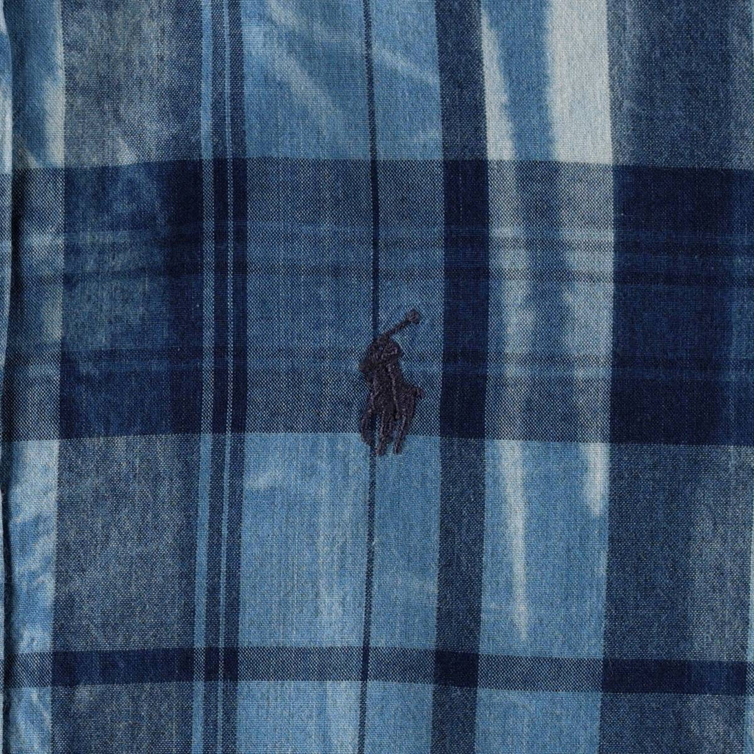 Ralph Lauren POLO RALPH LAUREN BOY FRIEND FIT Long-Sleeve Cotton Check Shirt, Women's Size S (approx.) cotton blue type Vintage Second Hand