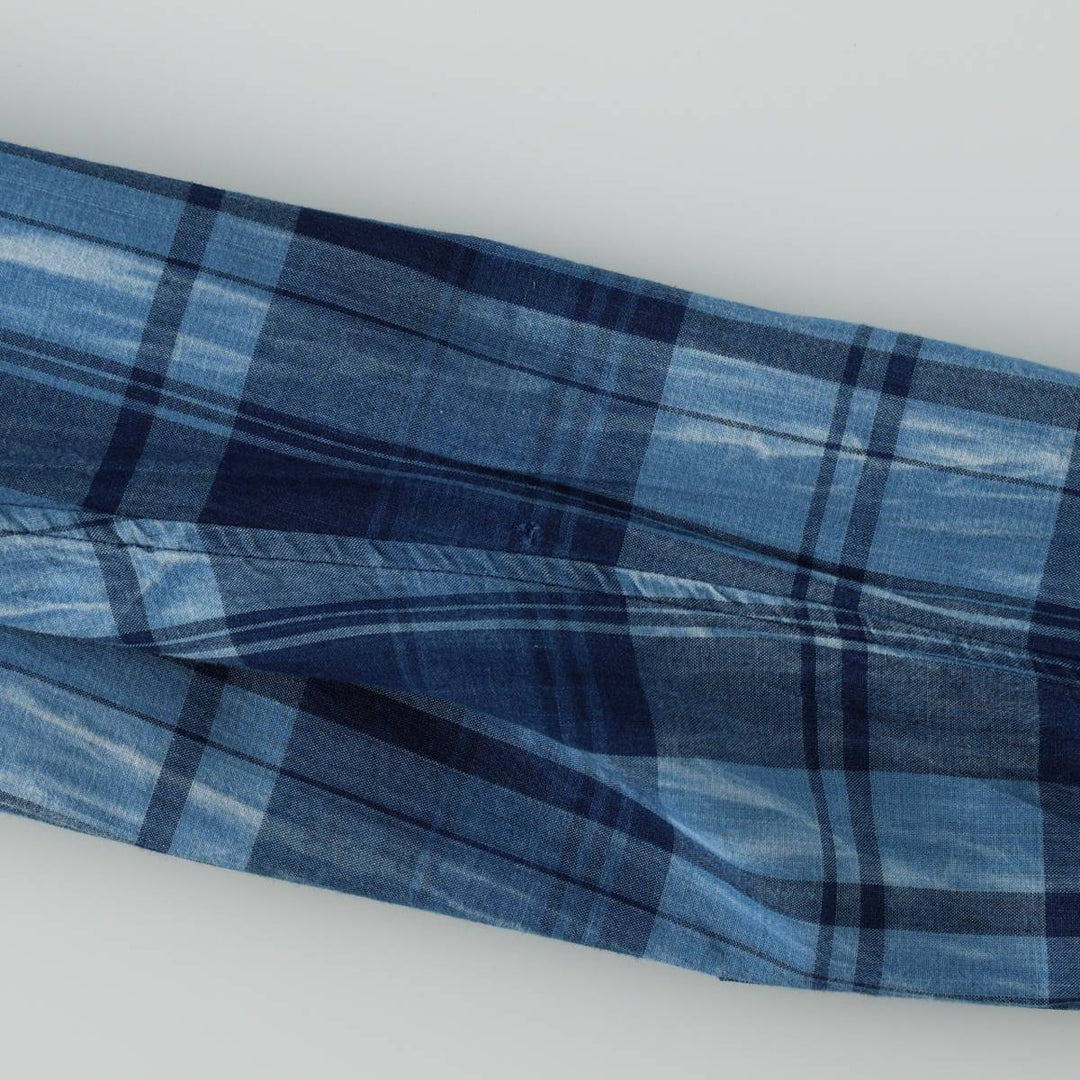 Ralph Lauren POLO RALPH LAUREN BOY FRIEND FIT Long-Sleeve Cotton Check Shirt, Women's Size S (approx.) cotton blue type Vintage Second Hand