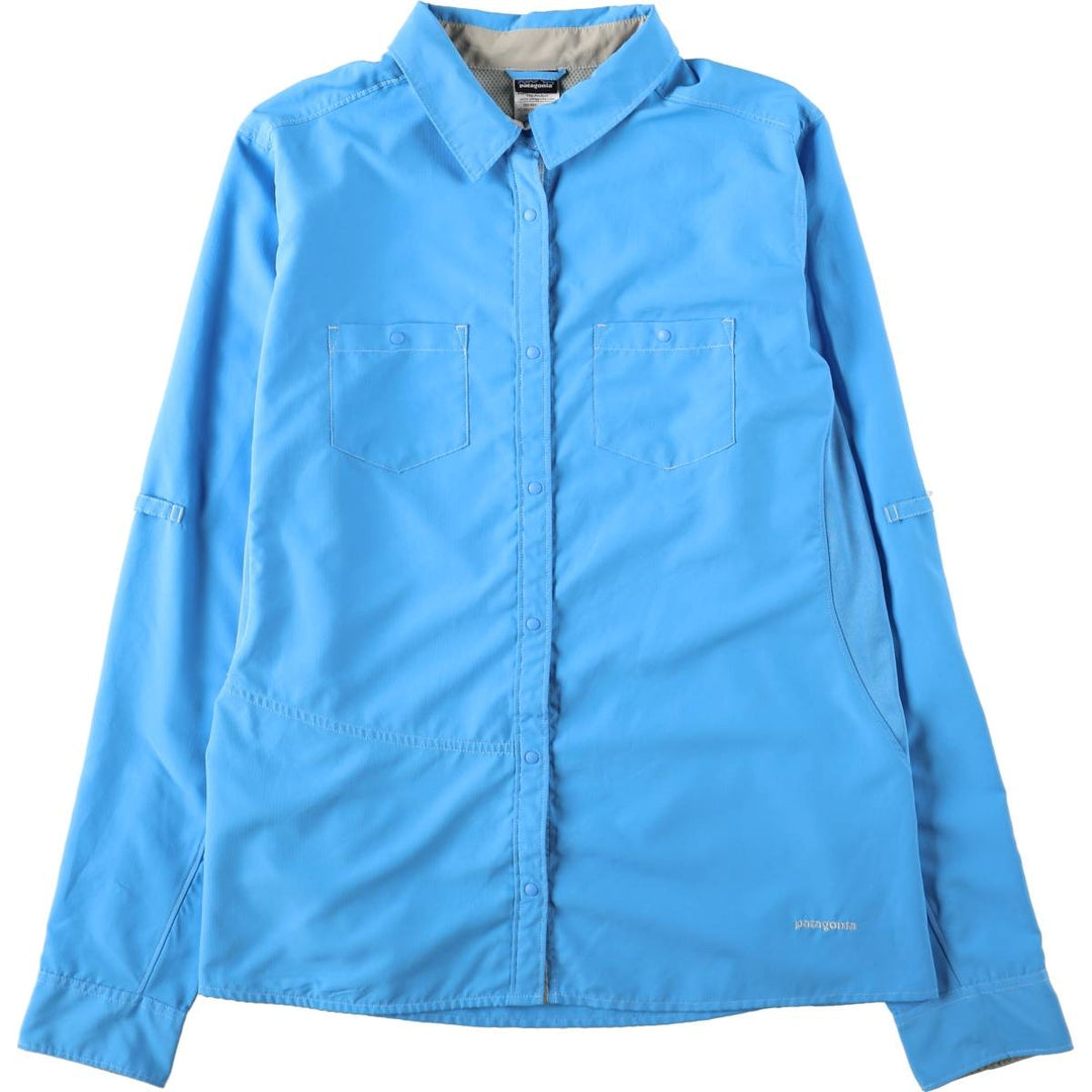 Patagonia Women's Long-Sleeve Button-Down Shirt (Size XL) polyester Blue type light blue Vintage Second Hand