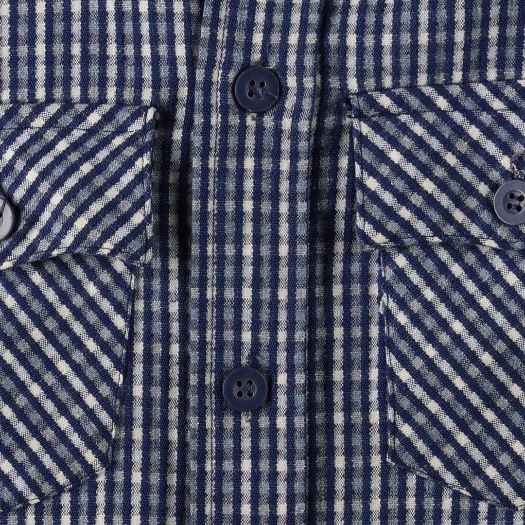 1970'S Levi's long-sleeved check shirt, women's size S equivalent, vintage. unclear navy blue type Vintage Second Hand