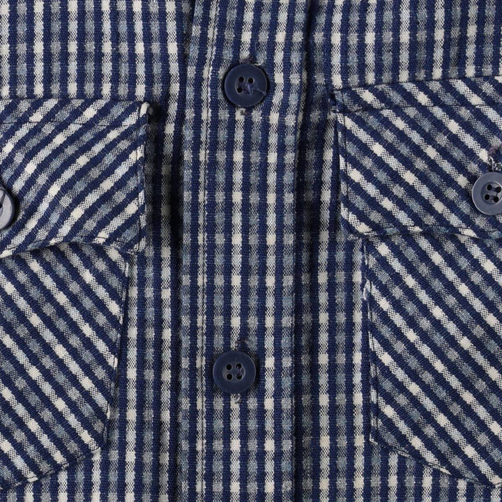 1970'S Levi's long-sleeved check shirt, women's size S equivalent, vintage. unclear navy blue type Vintage Second Hand