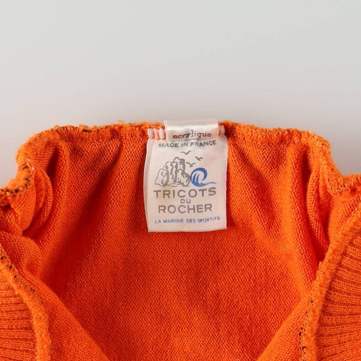 Vintage 70s-80'S TRICOTS DU ROCHER SEM Half-Zip Short-Sleeve Cycling Shirt, Made in France, Women's Size S (approx.) acrylic white type Vintage Second Hand